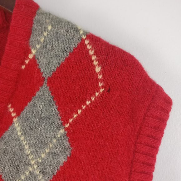 Argyle Vest, Vintage Oversized 100%Shetland Wool knit Sweater Vest XL Pit2pit=26 - Picture 7 of 7